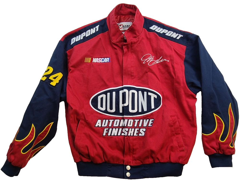 Chase Authentics Jeff Gordon 24 DuPont NASCAR Racing Jacket Mens XL Red Blue